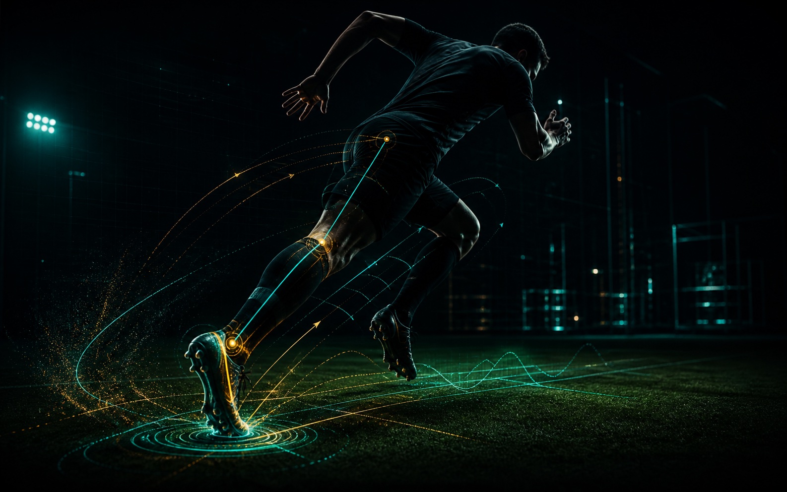 Football movement mechanics with vector overlay