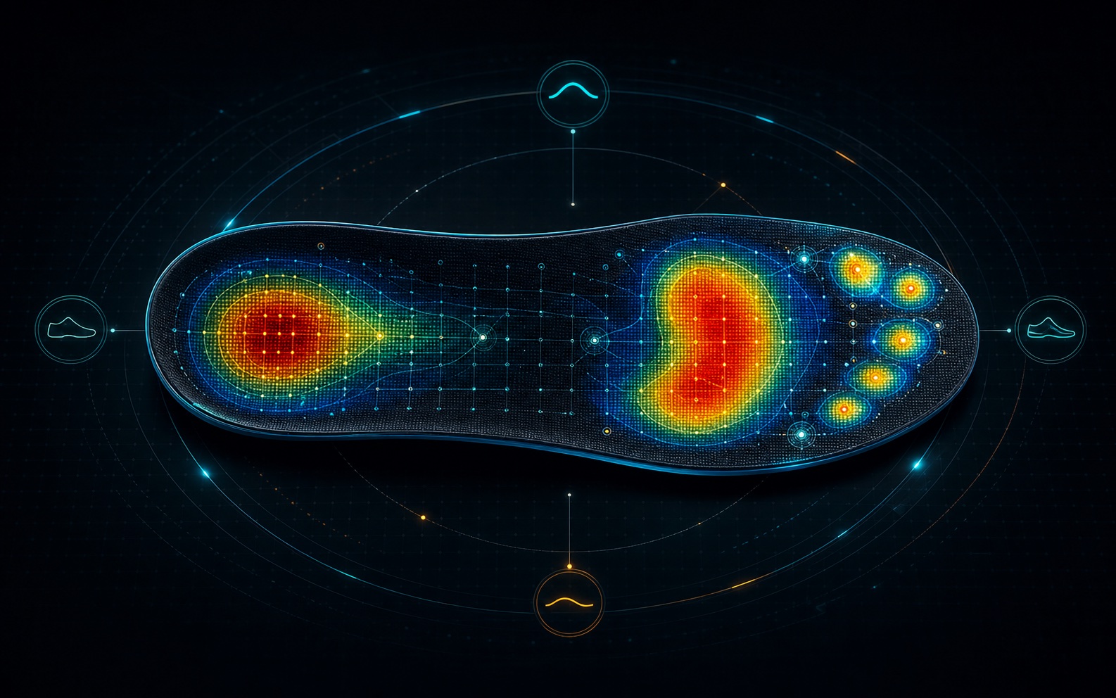 Foot pressure heatmap from smart insole sensors