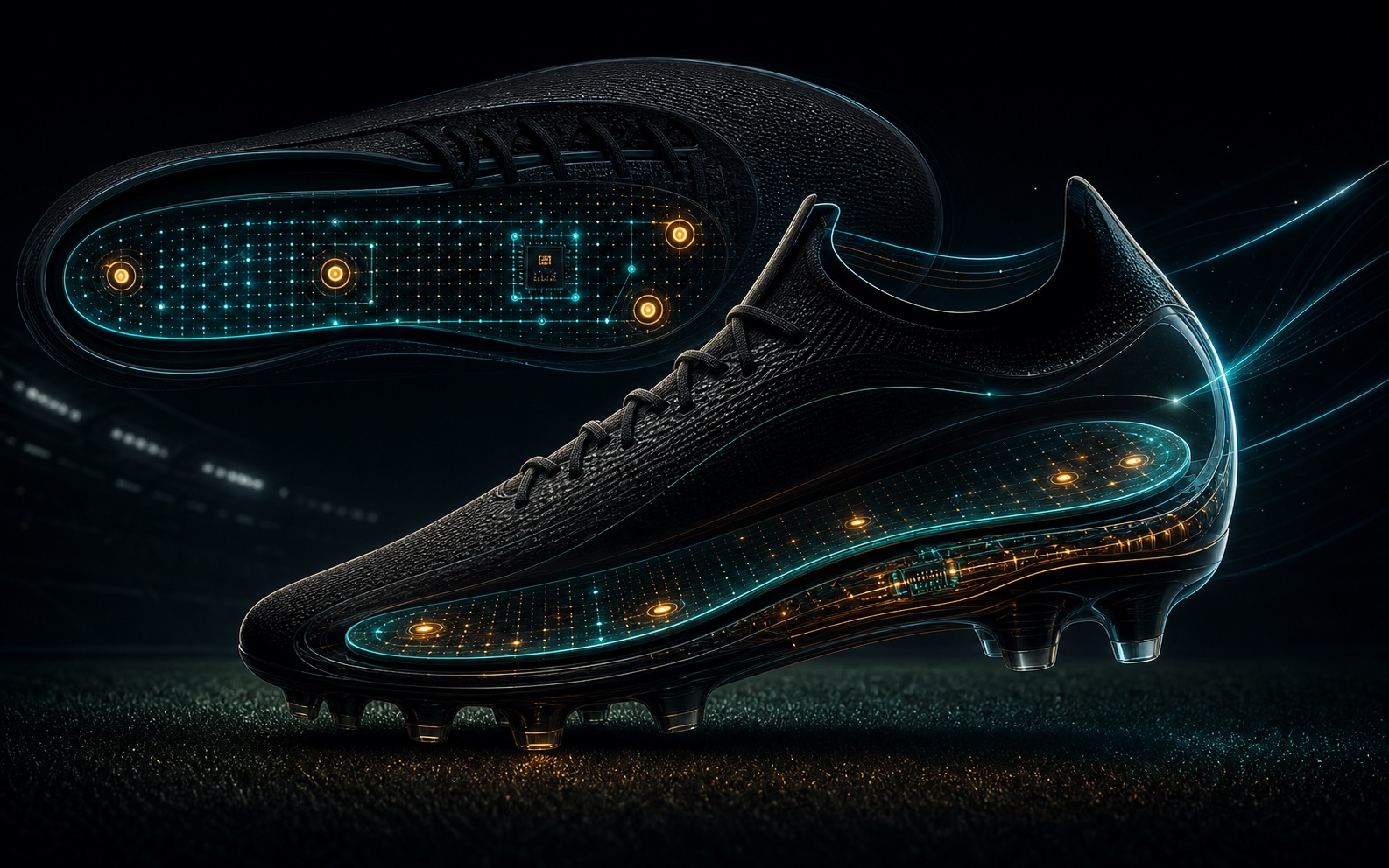 Smart insole inside a football boot